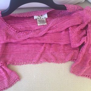 Ice brand pink crochet top blouse slightly beaded